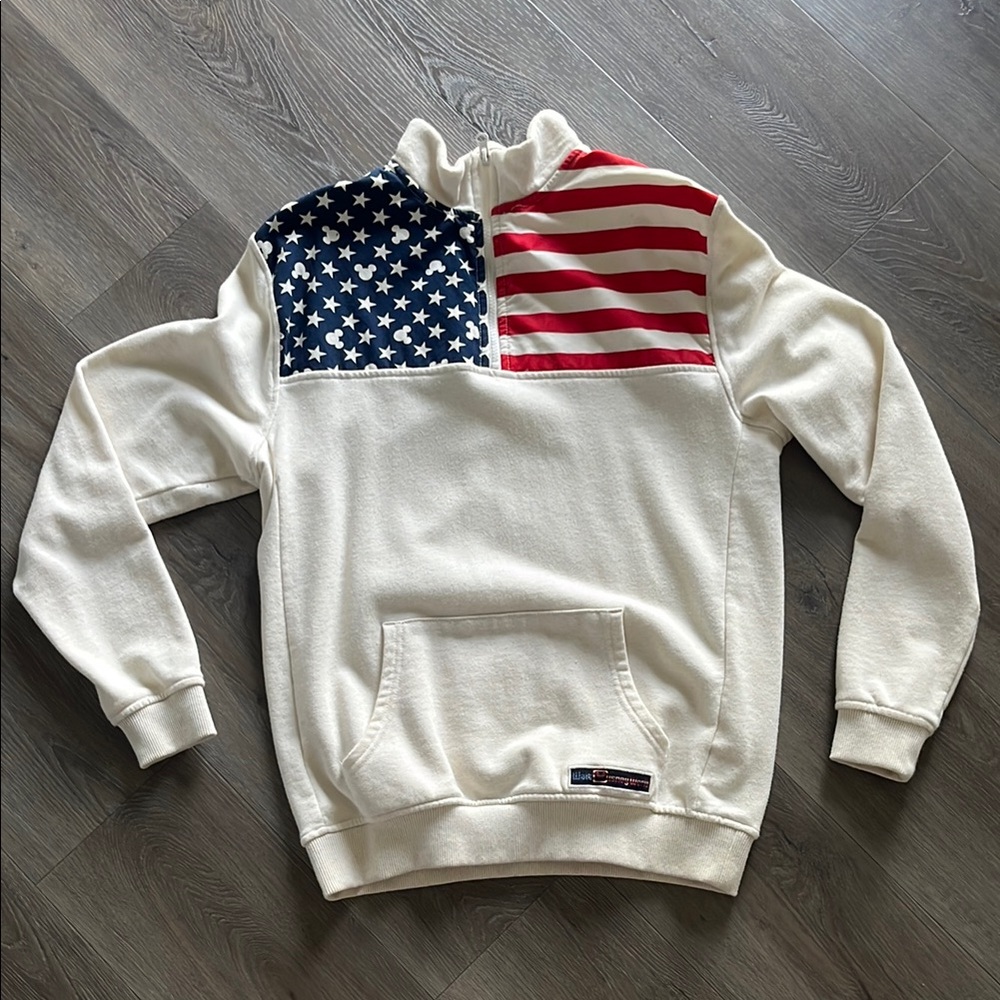 Disney White Sweatshirt with American Flag Design